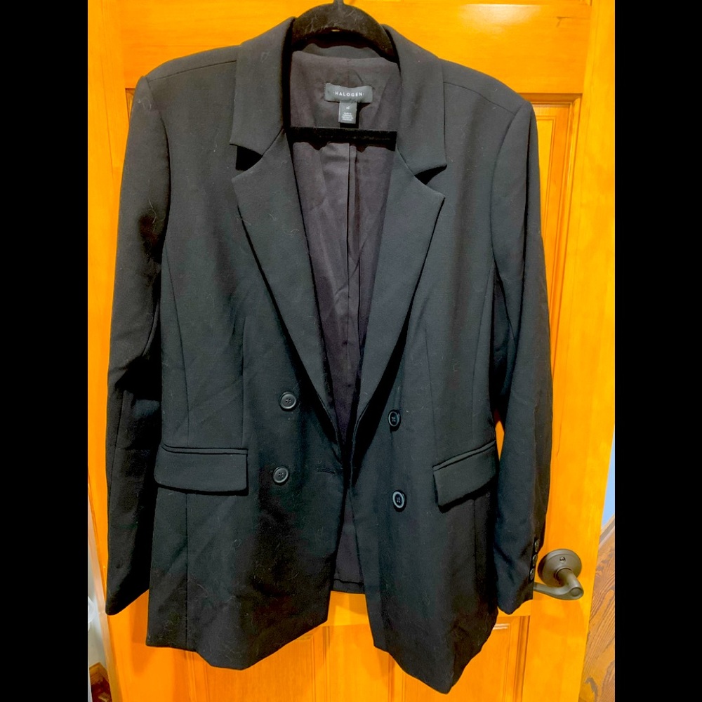Halogen Double-Breasted Buisiness Blazer Jacket - BLK size XL